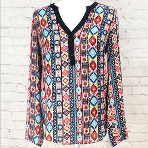 EUC Zac & Rachel Long Sleeve V-Neck Boho Tunic S